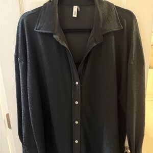 Women’s Sparkly Black Button-Up Jacket